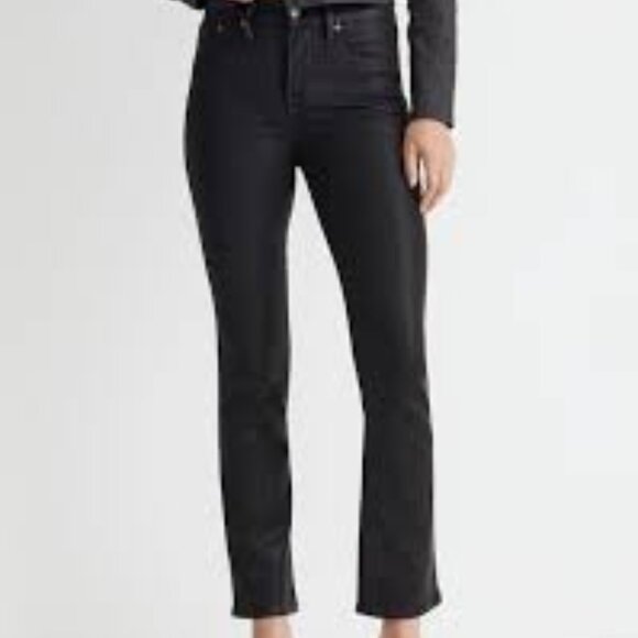 Madewell Kick Out Crop Jeans in True Black Wash Coated Ed - Picture 1 of 3